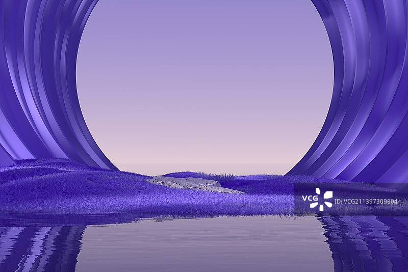 3D渲染柔色写实地形景观背景图片素材