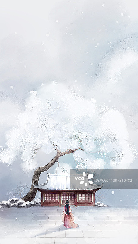 中国风古风美人-雪景图片素材