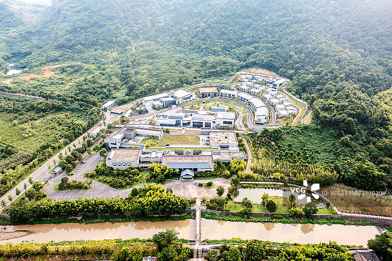 航拍绍兴兰亭景区鸟瞰图图片素材