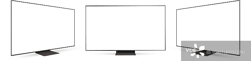 宽电视机模型正面和侧面视图套装图片素材