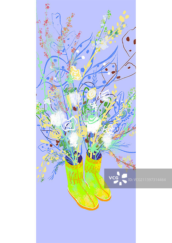 雨鞋里的绽放图片素材