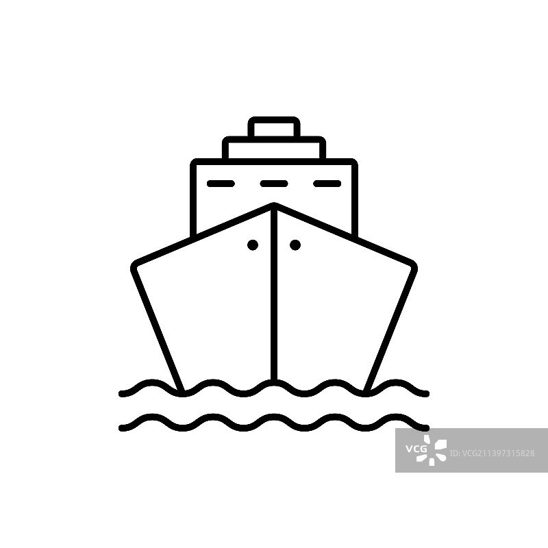 黑色邮轮线条图标图片素材