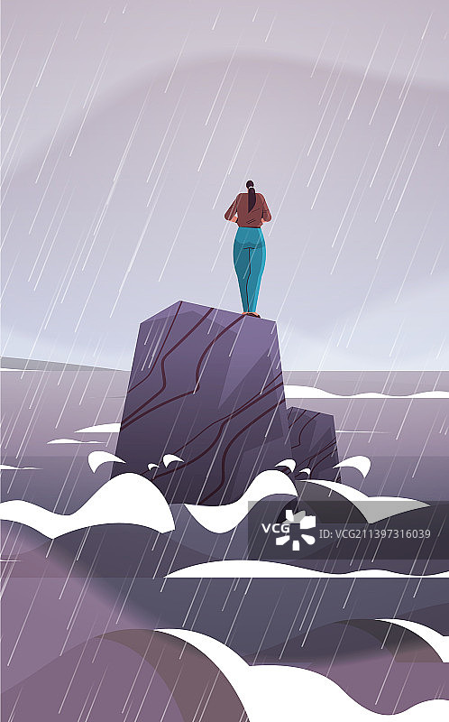 漂浮在冰山上的绝望女商人图片素材