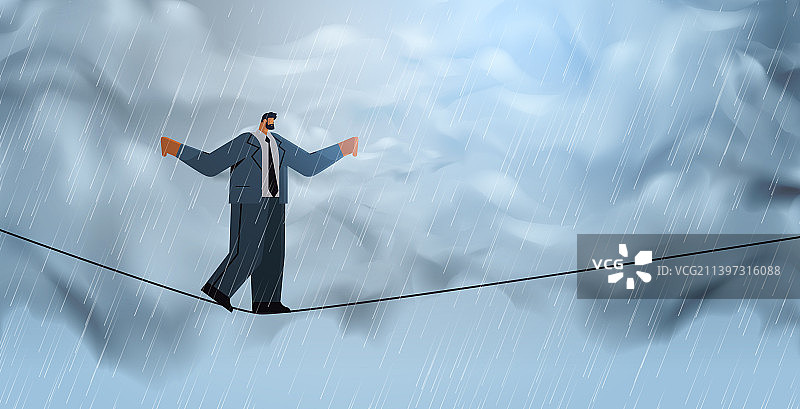 商人走钢丝平衡风险图片素材