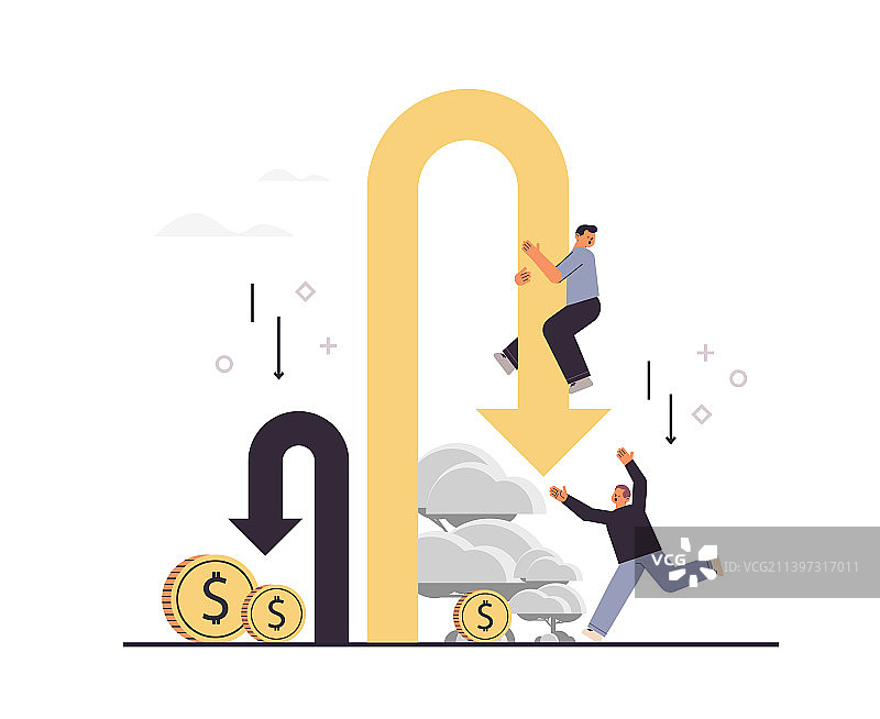 商务人士与向下箭头图片素材