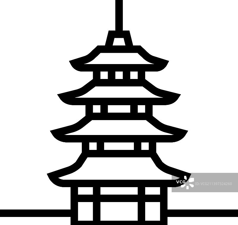 佛塔亚洲建筑线条图标图片素材