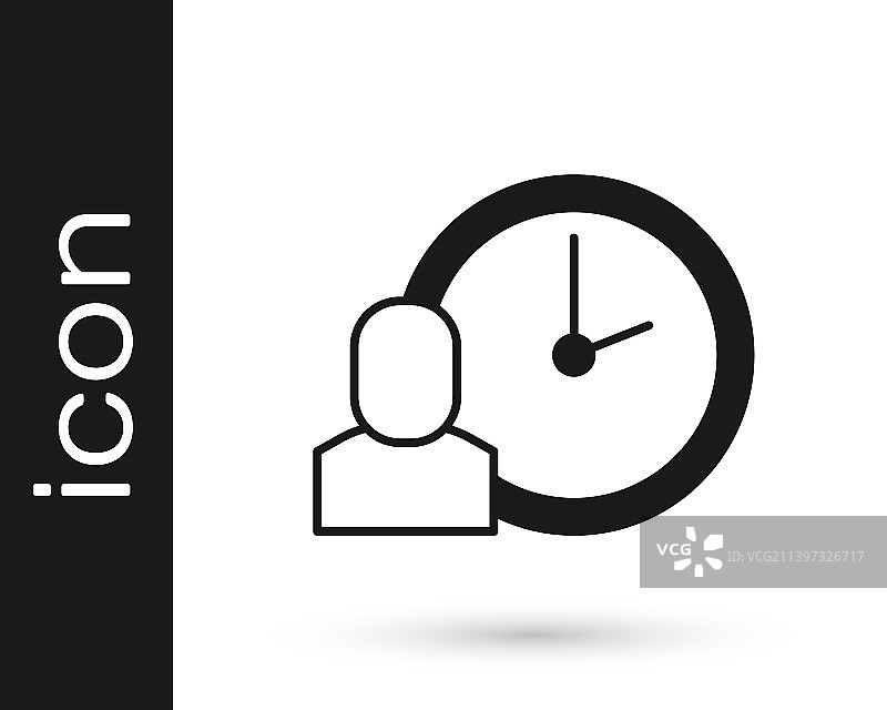 白色背景上的黑色工作时间图标图片素材