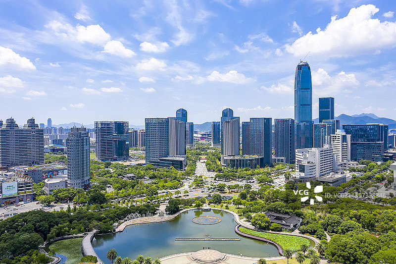 浙江台州市市民广场城市风光航拍图片素材