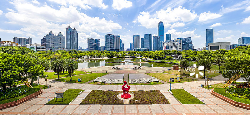 浙江台州市市民广场城市风光航拍图片素材