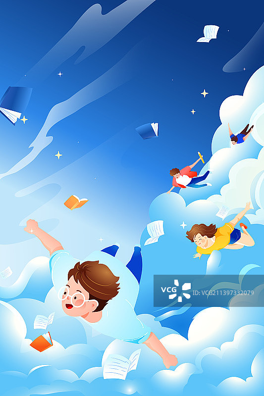 卡通教育学生学习新学期开学季辅导培训书单读书日学校三维秋天秋季教师节出游电商促销渐变矢量插画图片素材