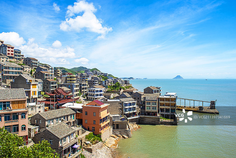 浙江温岭石塘镇七彩小箬村 温岭石塘镇风光 石屋 海边房屋图片素材