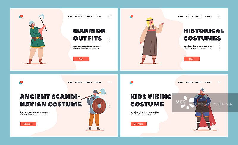 维京服装儿童着陆页模板图片素材