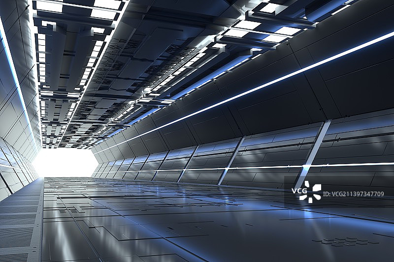 科技三维渲染科幻太空舱室内场景图片素材