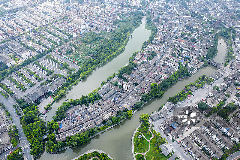 航拍合肥市肥西县三河古镇景区图片素材