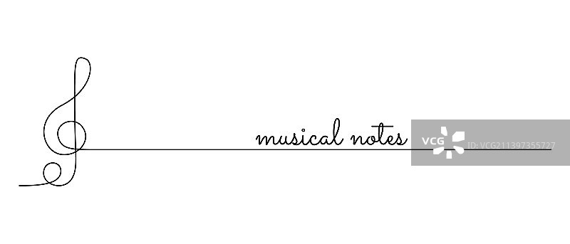 高音谱号连续线条画图片素材