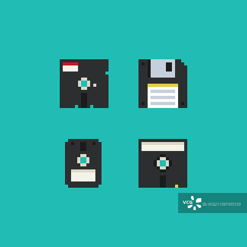 软盘存储图标8位像素艺术图片素材