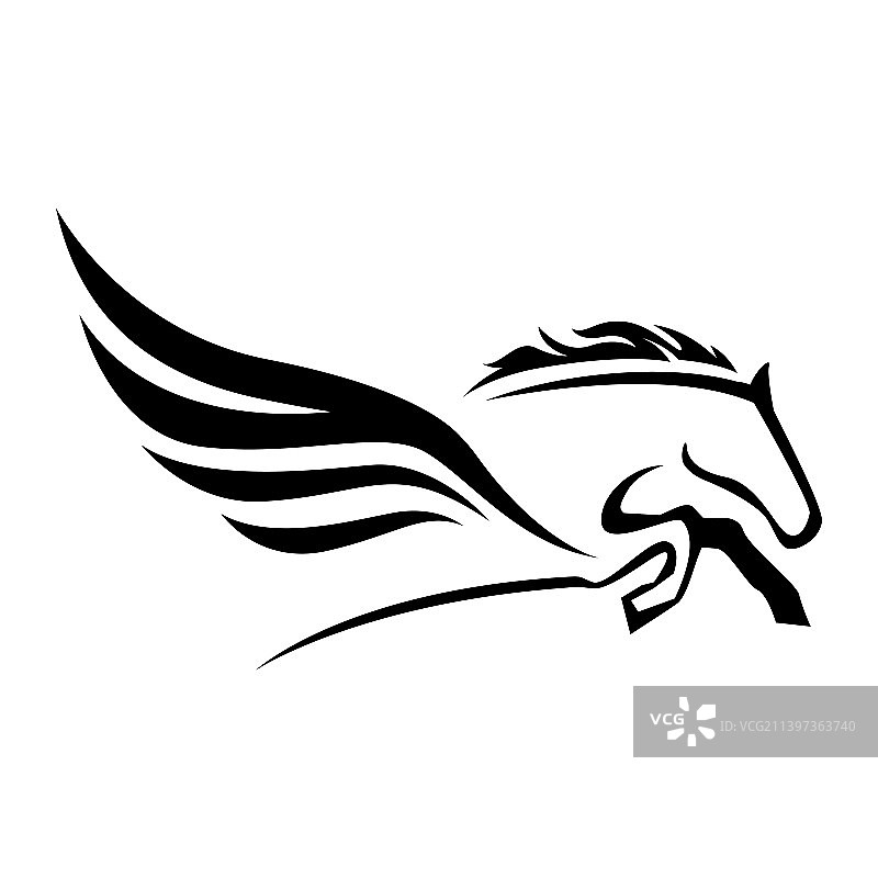 抽象独角兽飞马头部标志图片素材