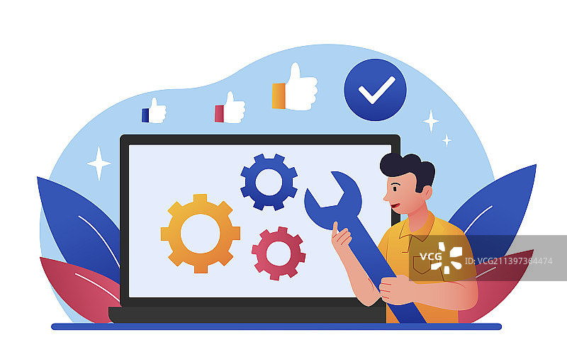 在线故障排除概念图片素材