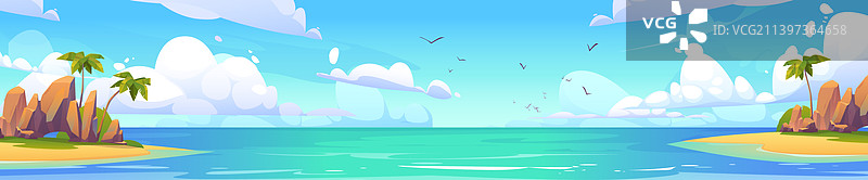 海中热带岛屿全景自然风光图片素材
