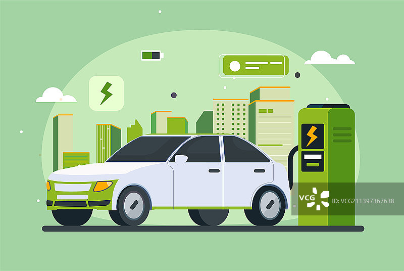 新能源充电电车图片素材
