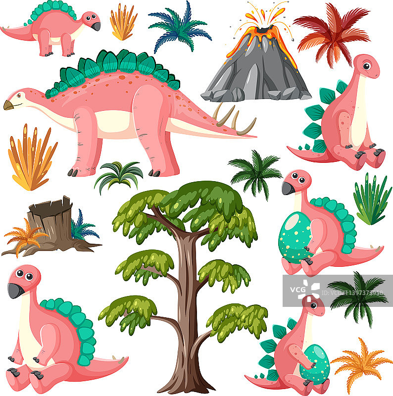 可爱的恐龙无缝图案图片素材