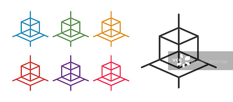 白色背景上的3D建模线性图标图片素材