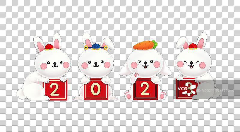 可爱的卡通兔子，兔年，2023年，兔子，图片素材