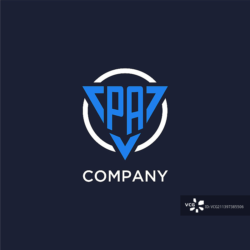 三角形与圆形PA字母组合标志图片素材