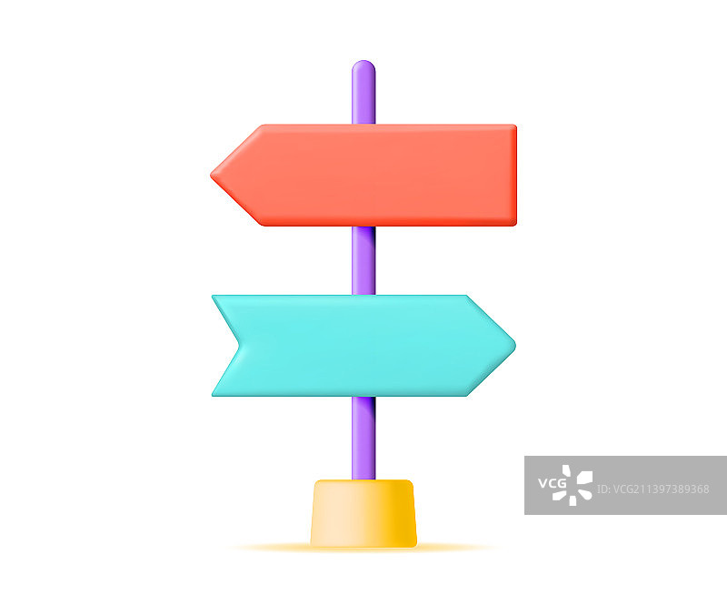 3D带方向指示的空白路标图片素材
