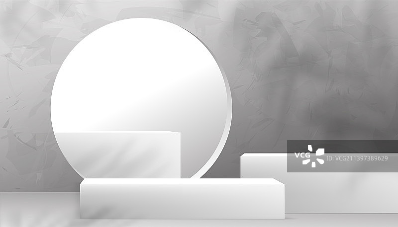 灰色墙壁和3D讲台模型工作室房间图片素材