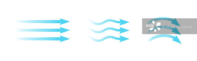 蓝色箭头指示气流方向图片素材