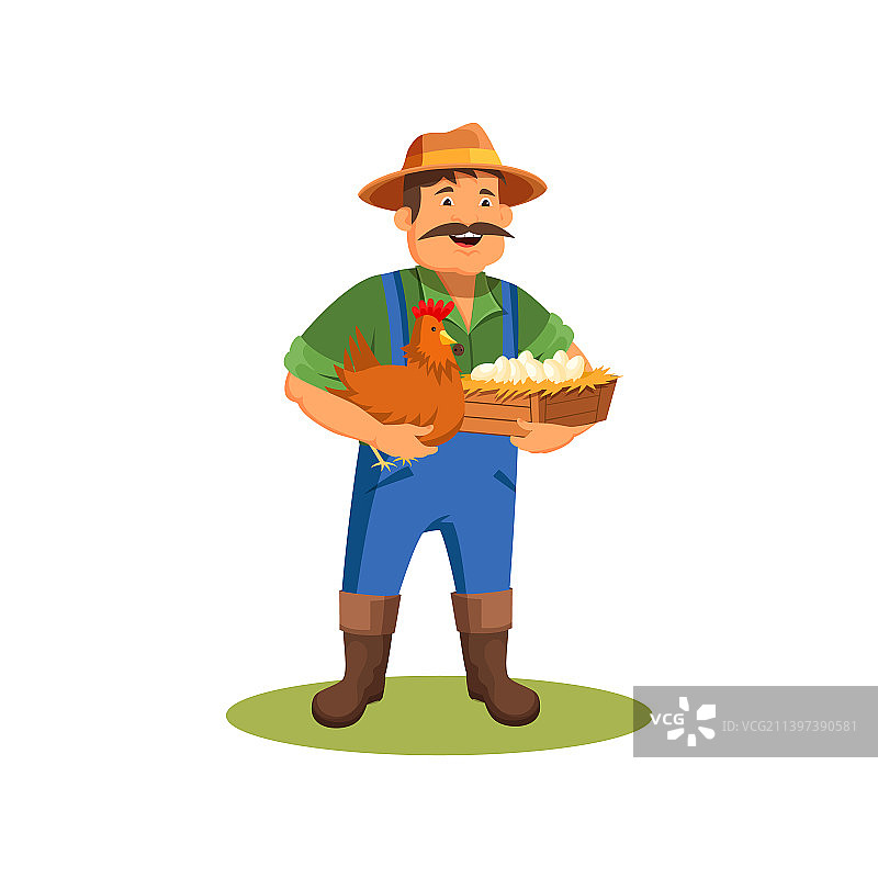 农民手持鸡和鸡蛋图标图片素材