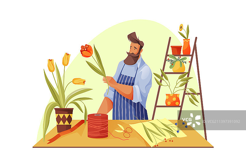 花店店员在花店banner中图片素材