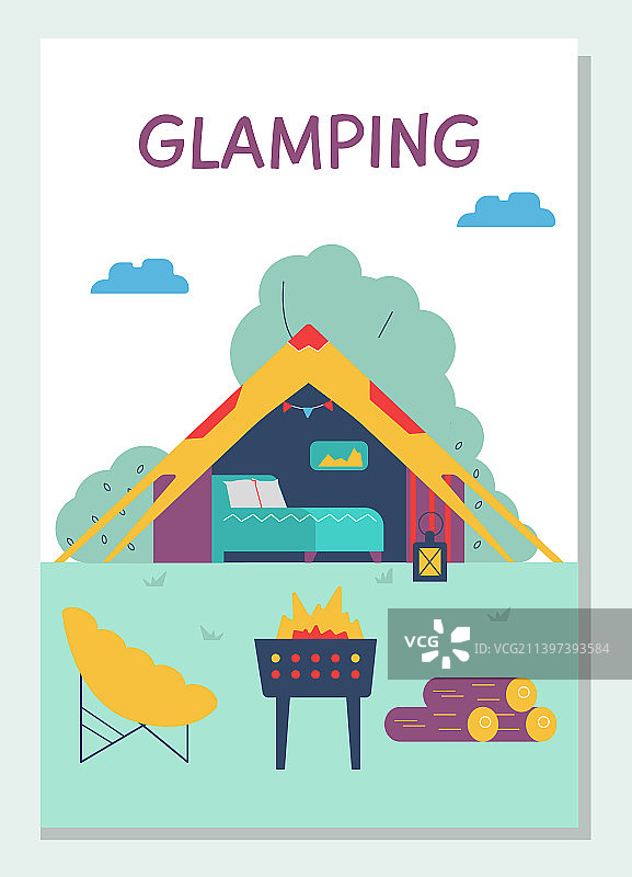 舒适帐篷的野营海报模板图片素材