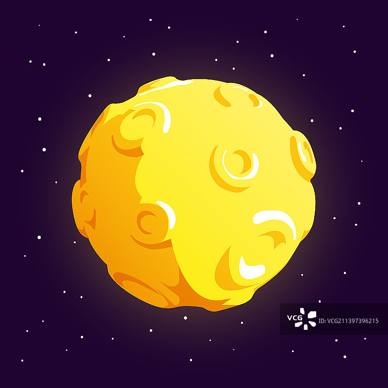 在太空发光的卡通月亮图片素材