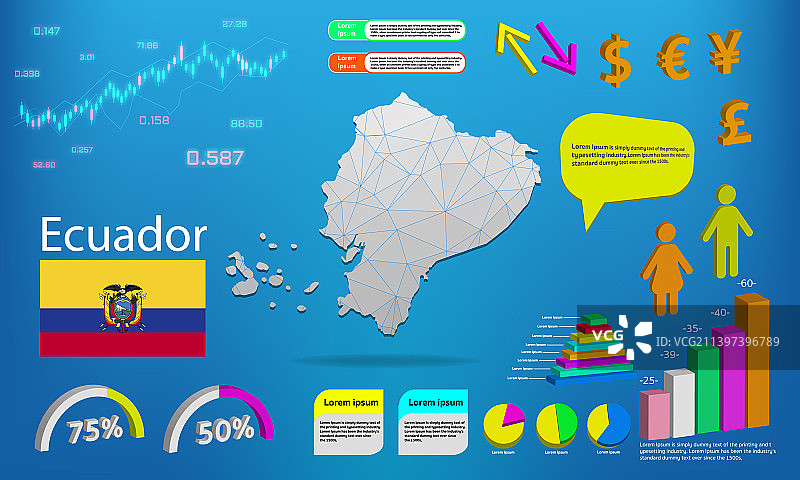 厄瓜多尔地图信息图表 - 图表符号图片素材