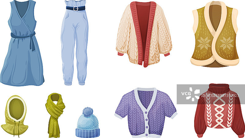 不同款式的休闲女装合集图片素材