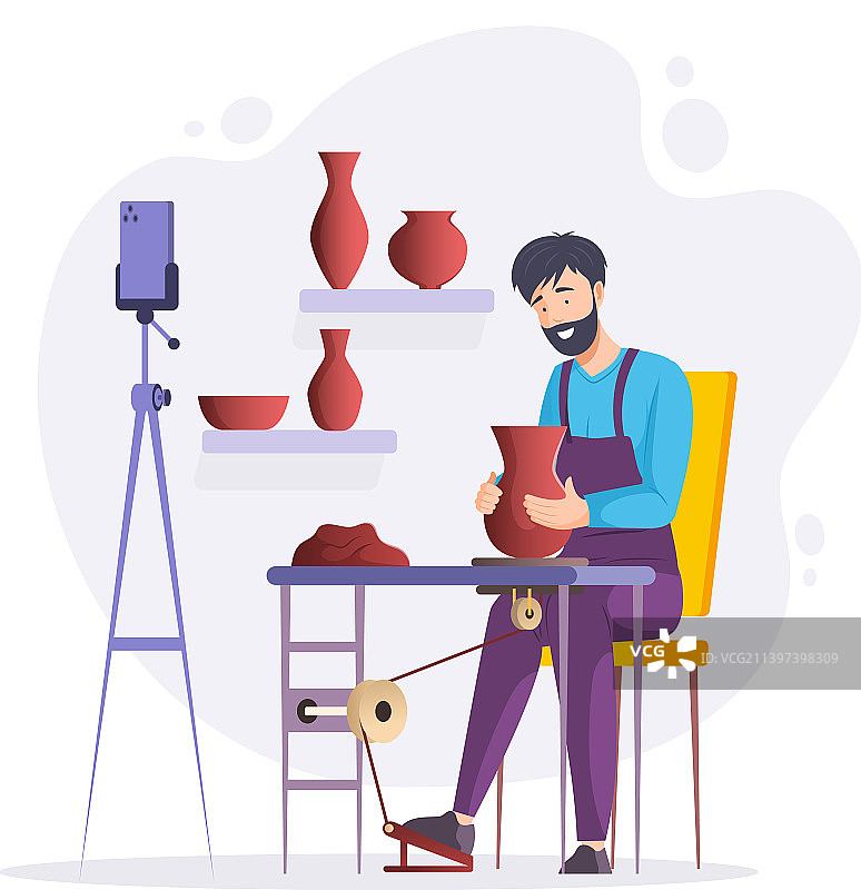 陶艺工匠制作陶罐图片素材