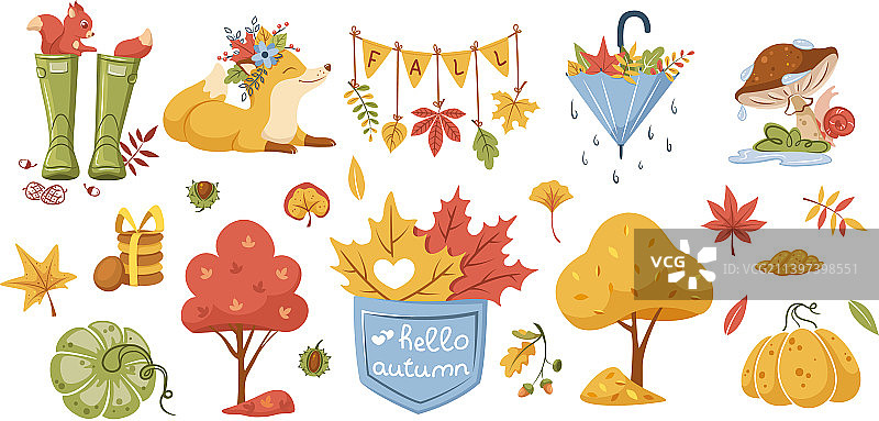 传统秋季元素图标合集图片素材