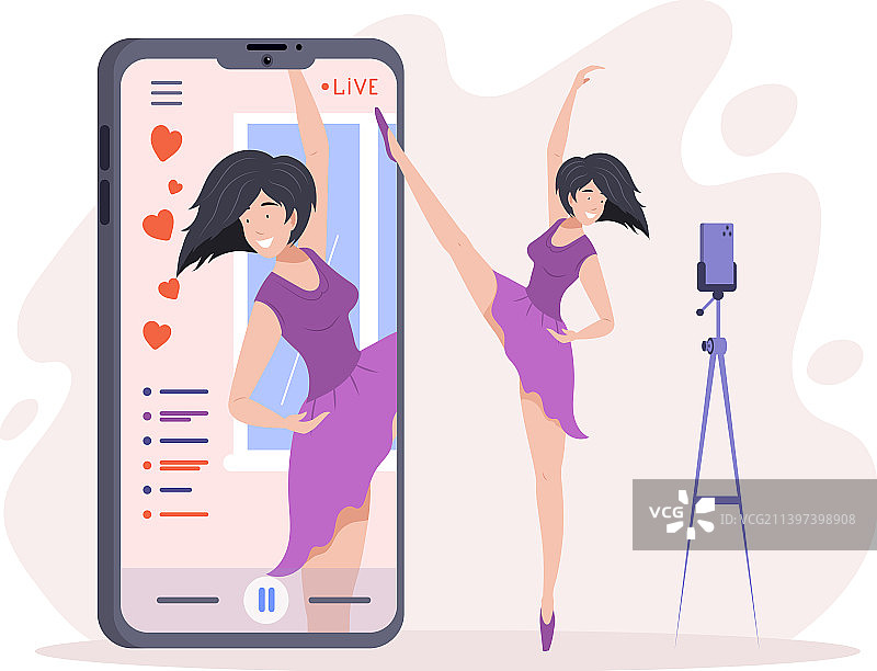 芭蕾舞女演员博主直播手机图片素材