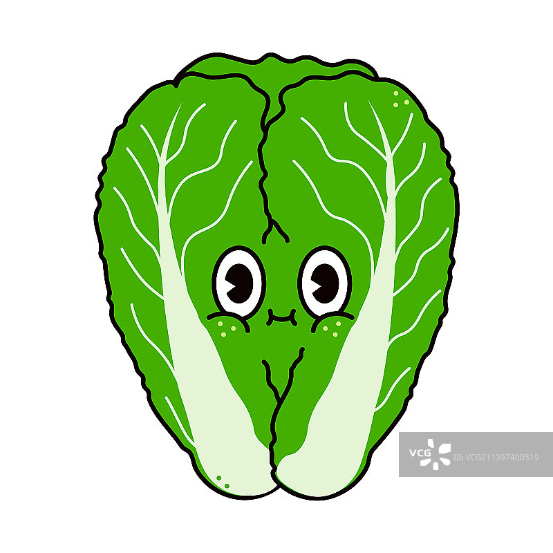 手绘的可爱趣味中国大白菜角色图片素材