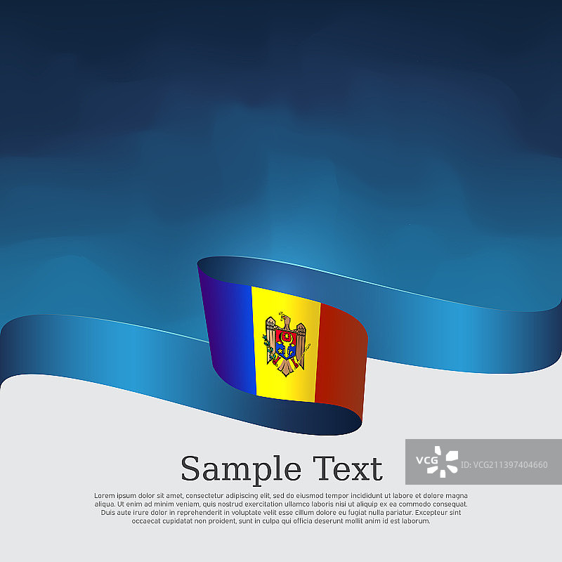 蓝色白色背景上的摩尔多瓦旗帜波浪丝带图片素材
