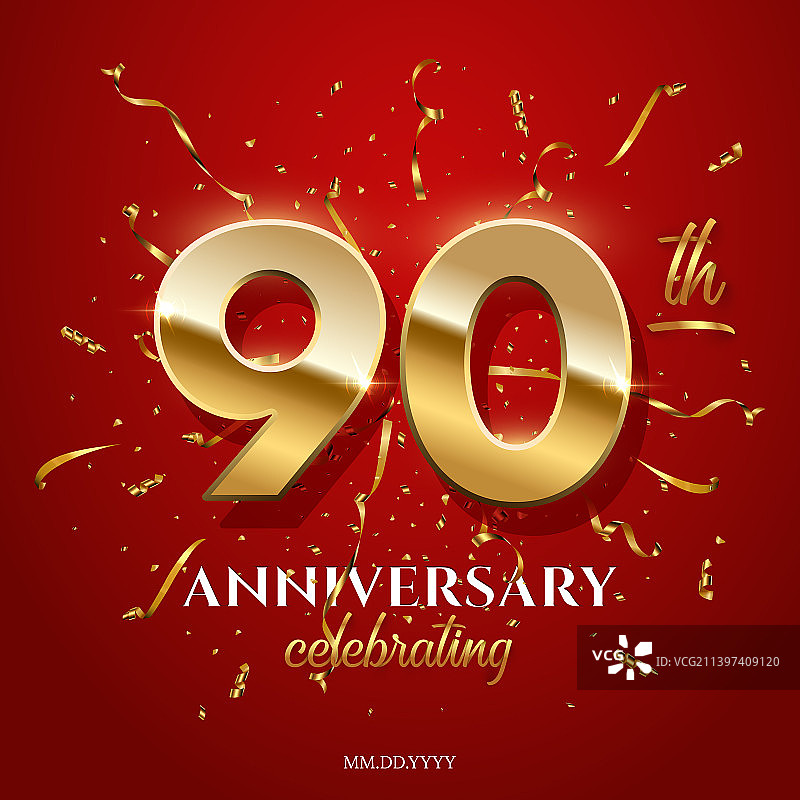 90周年金色数字庆祝文本图片素材