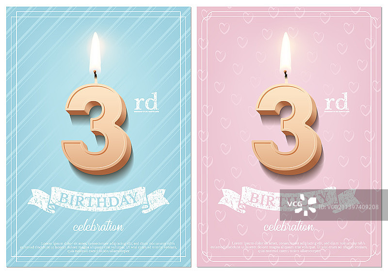 带有复古风格的燃烧数字3生日蜡烛图片素材