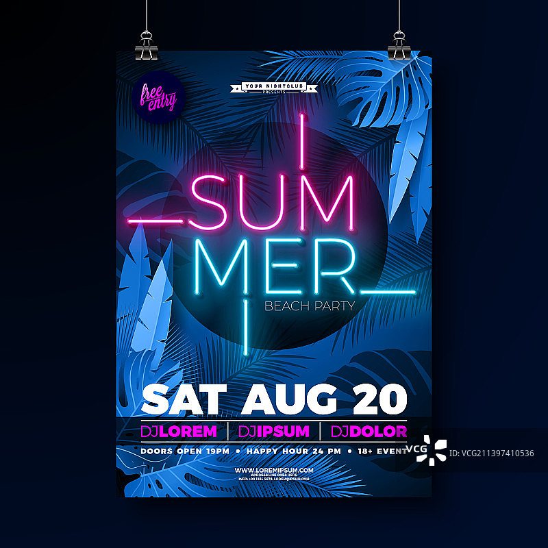 夏季派对宣传单设计模板图片素材