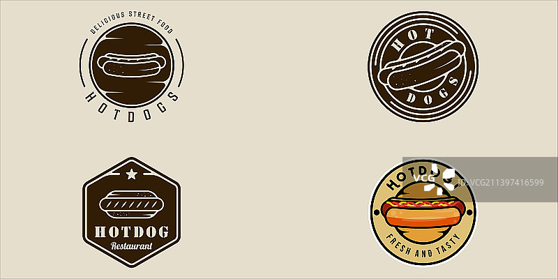 热狗复古模板标志图标素材图片素材