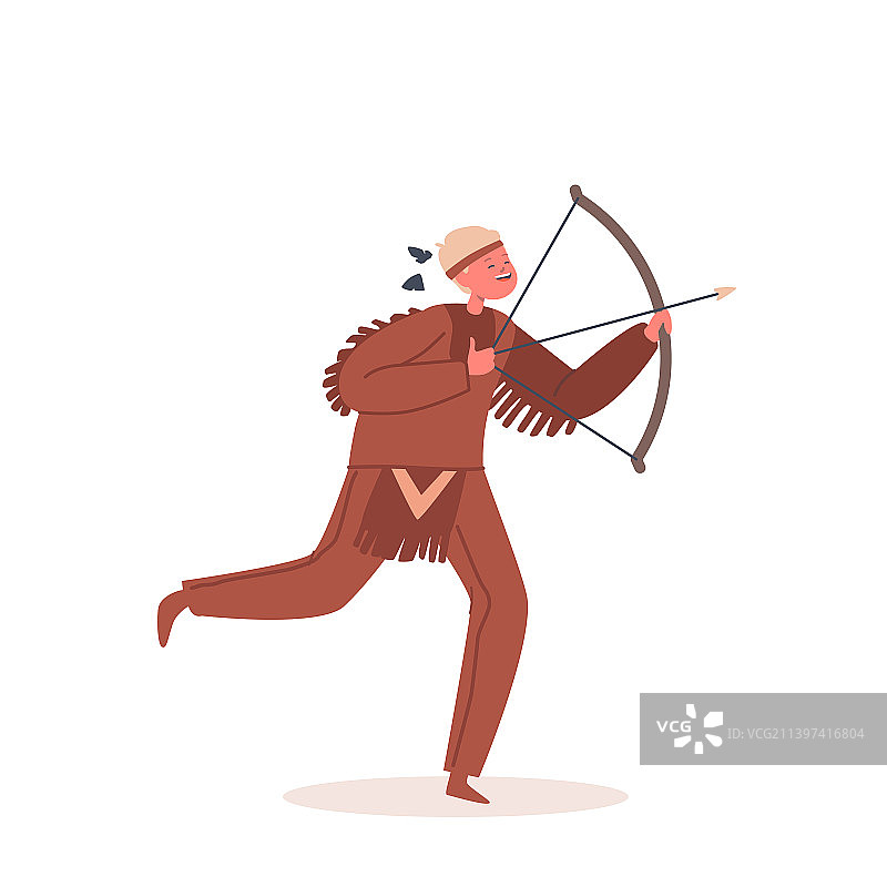 印度男孩拿着弓箭奔跑玩游戏图片素材