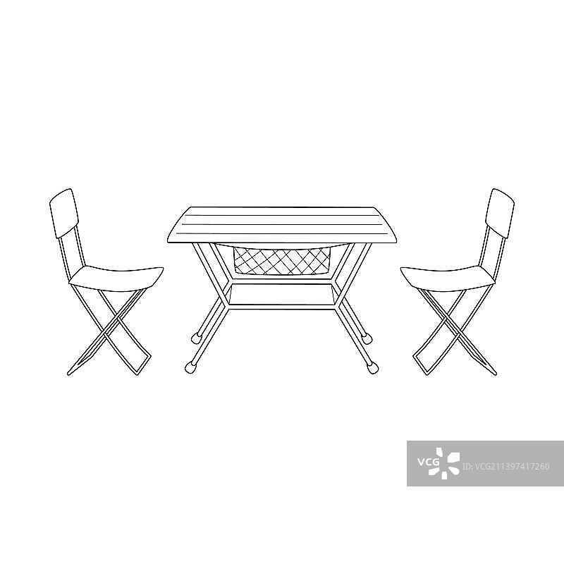 涂鸦露营折叠桌椅图片素材