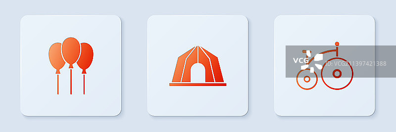 马戏团帐篷气球与复古丝带合集图片素材