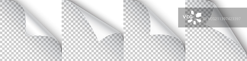 白色卷曲纸页边角套装图片素材